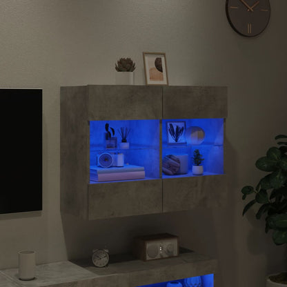 TV-Møbel Betonggrå TV-benk med LED-lys 78,5x30x60,5 cm