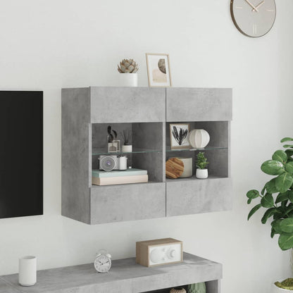 TV-Møbel Betonggrå TV-benk med LED-lys 78,5x30x60,5 cm