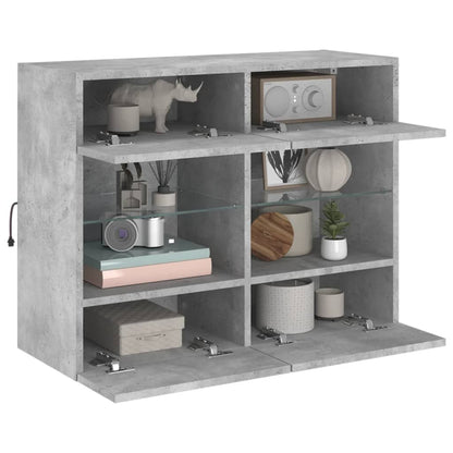 TV-Møbel Betonggrå TV-benk med LED-lys 78,5x30x60,5 cm