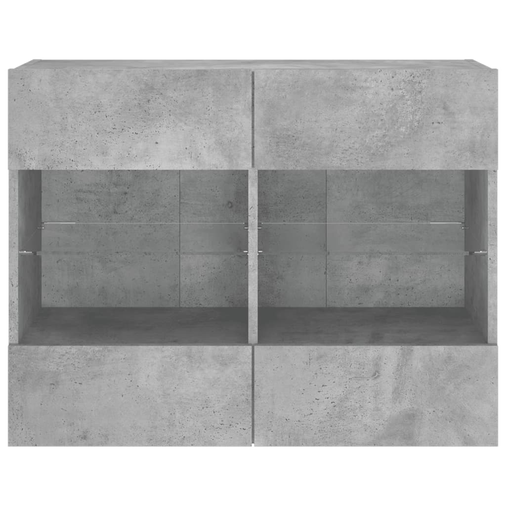 TV-Møbel Betonggrå TV-benk med LED-lys 78,5x30x60,5 cm
