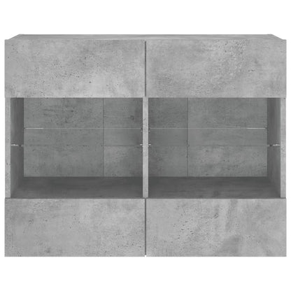 TV-Møbel Betonggrå TV-benk med LED-lys 78,5x30x60,5 cm