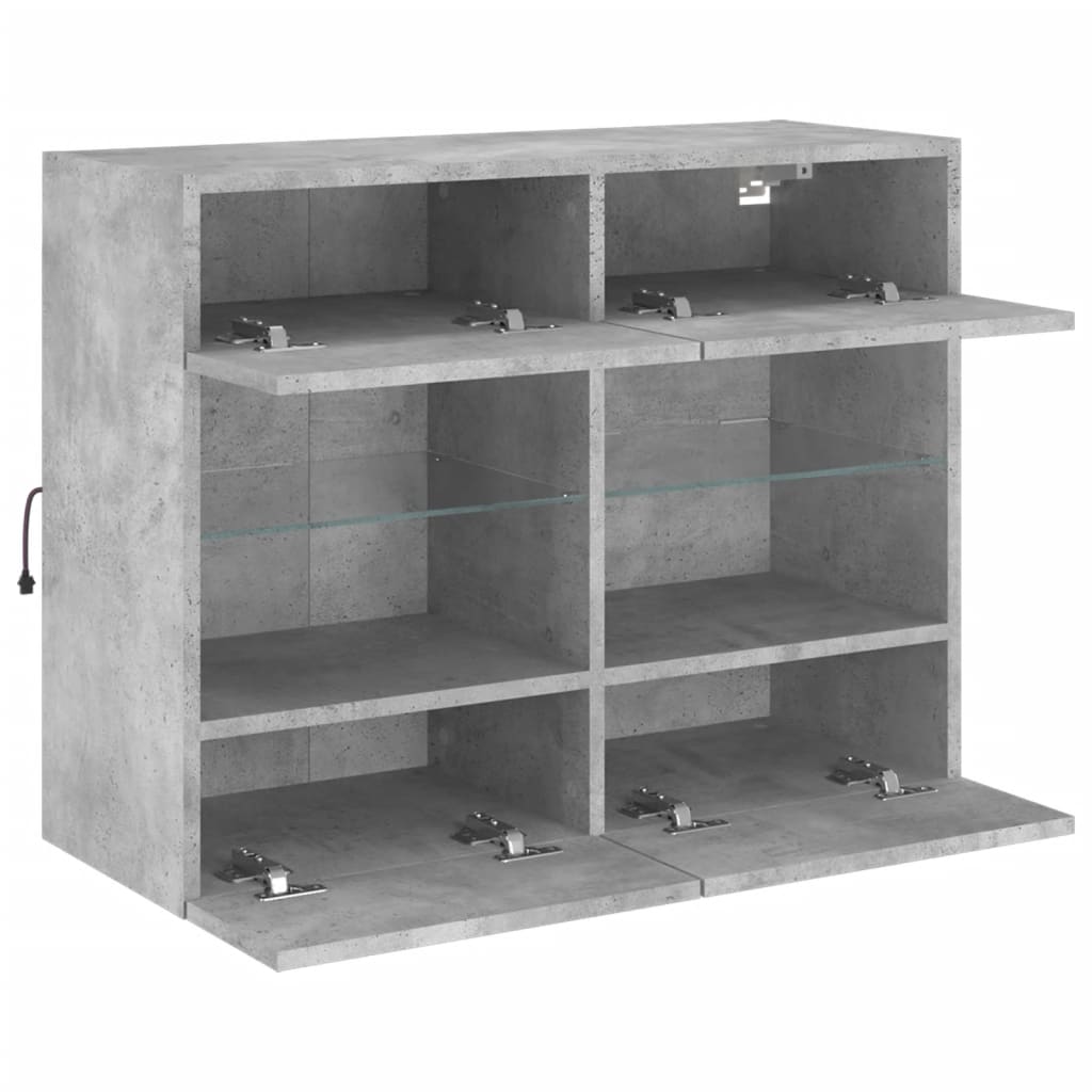 TV-Møbel Betonggrå TV-benk med LED-lys 78,5x30x60,5 cm