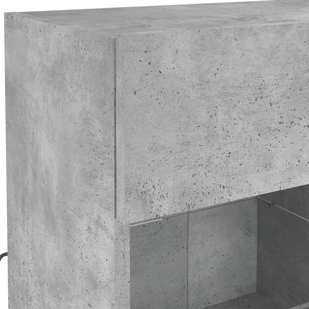 TV-Møbel Betonggrå TV-benk med LED-lys 78,5x30x60,5 cm