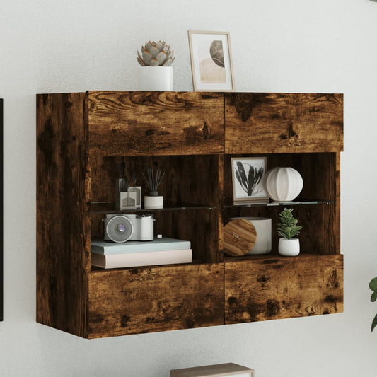 TV-Møbel Røkt EikTV-benk med LED-lys 78,5x30x60,5 cm