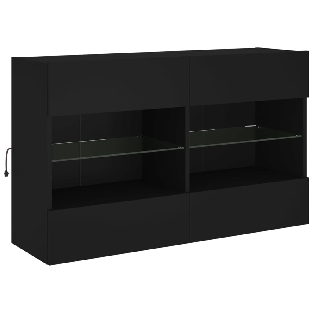 TV-Møbel Svart Vegghengt TV-benk med LED 98,5x30x60,5 cm