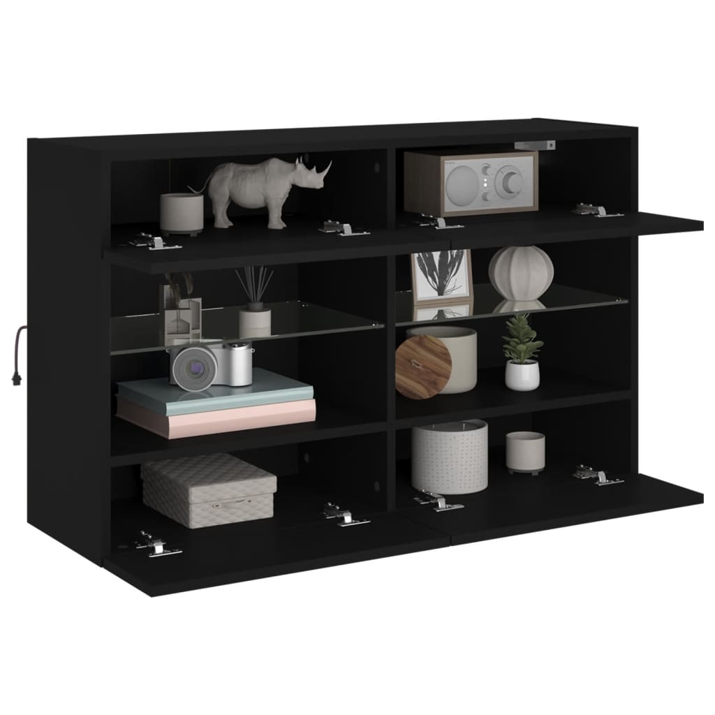 TV-Møbel Svart Vegghengt TV-benk med LED 98,5x30x60,5 cm