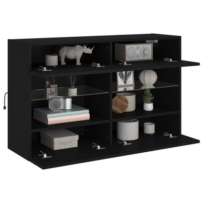 TV-Møbel Svart Vegghengt TV-benk med LED 98,5x30x60,5 cm