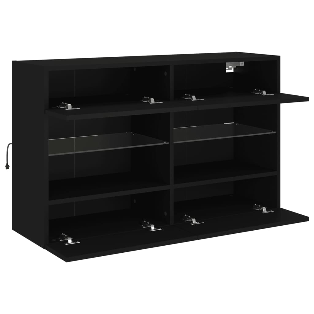 TV-Møbel Svart Vegghengt TV-benk med LED 98,5x30x60,5 cm