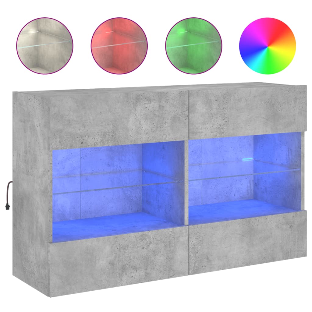 TV-Møbel Betonggrå TV-benk med LED-lys 98,5x30x60,5 cm
