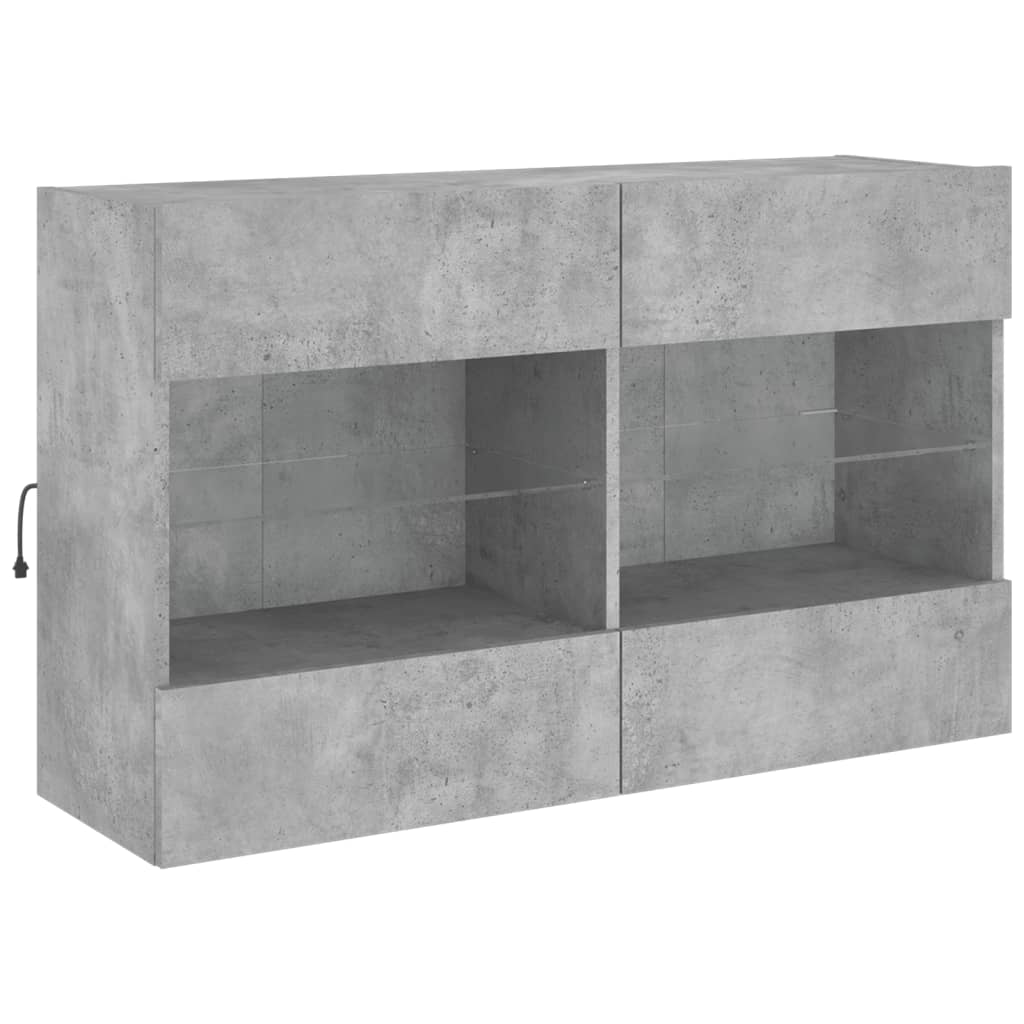 TV-Møbel Betonggrå TV-benk med LED-lys 98,5x30x60,5 cm