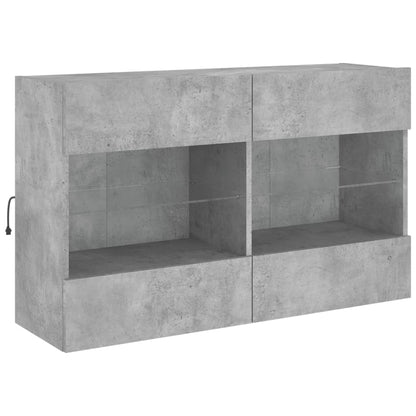 TV-Møbel Betonggrå TV-benk med LED-lys 98,5x30x60,5 cm