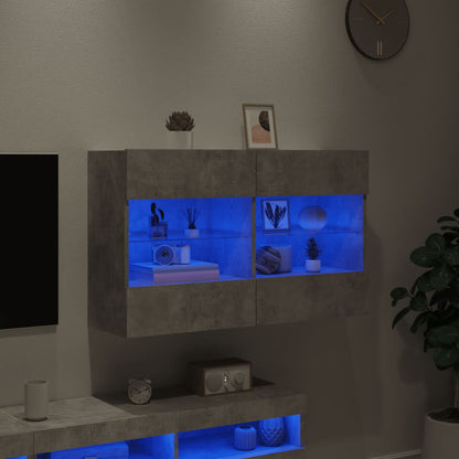 TV-Møbel Betonggrå TV-benk med LED-lys 98,5x30x60,5 cm