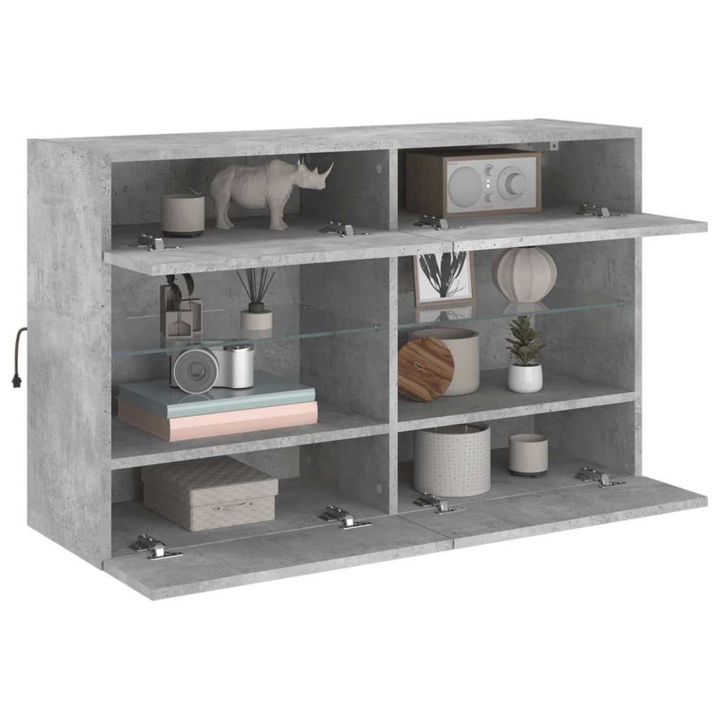 TV-Møbel Betonggrå TV-benk med LED-lys 98,5x30x60,5 cm