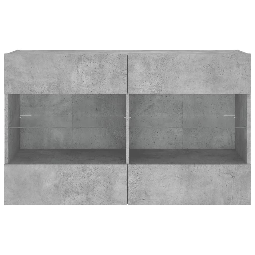 TV-Møbel Betonggrå TV-benk med LED-lys 98,5x30x60,5 cm