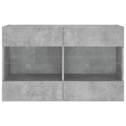 TV-Møbel Betonggrå TV-benk med LED-lys 98,5x30x60,5 cm