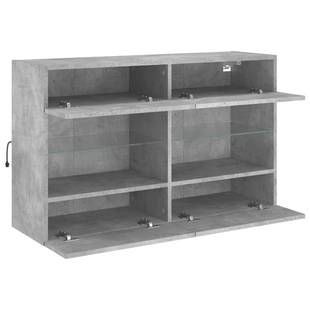 TV-Møbel Betonggrå TV-benk med LED-lys 98,5x30x60,5 cm