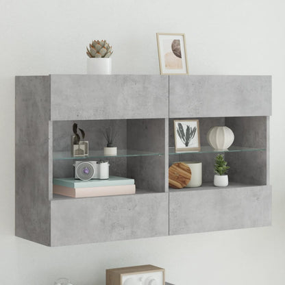 TV-Møbel Betonggrå TV-benk med LED-lys 98,5x30x60,5 cm