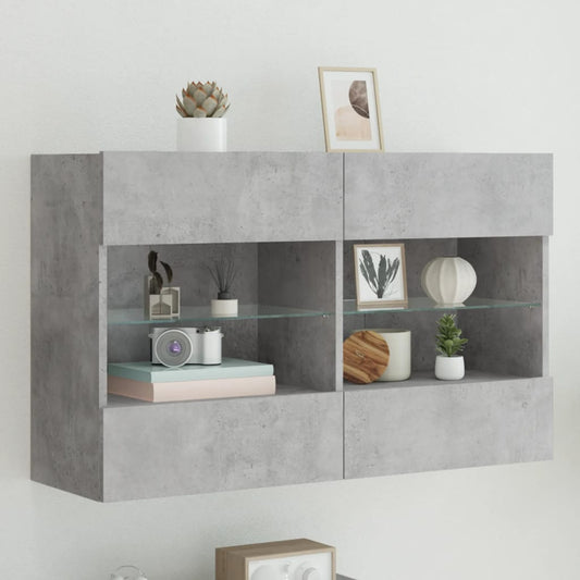 TV-Møbel Betonggrå TV-benk med LED-lys 98,5x30x60,5 cm
