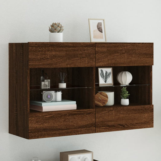 TV-Møbel Brun Eik TV-benk med LED-lys 98,5x30x60,5 cm