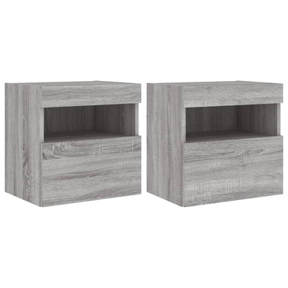 TV-Møbel Sonoma Grå Tv-benker med LED-lys 2 stk 40x30x40 cm