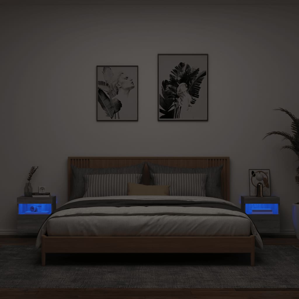 TV-Møbel Sonoma Grå Tv-benker med LED-lys 2 stk 40x30x40 cm