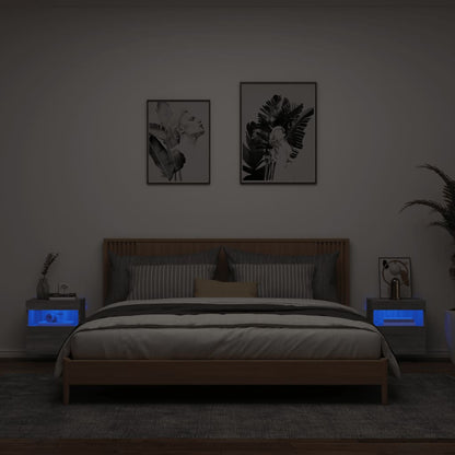 TV-Møbel Sonoma Grå Tv-benker med LED-lys 2 stk 40x30x40 cm