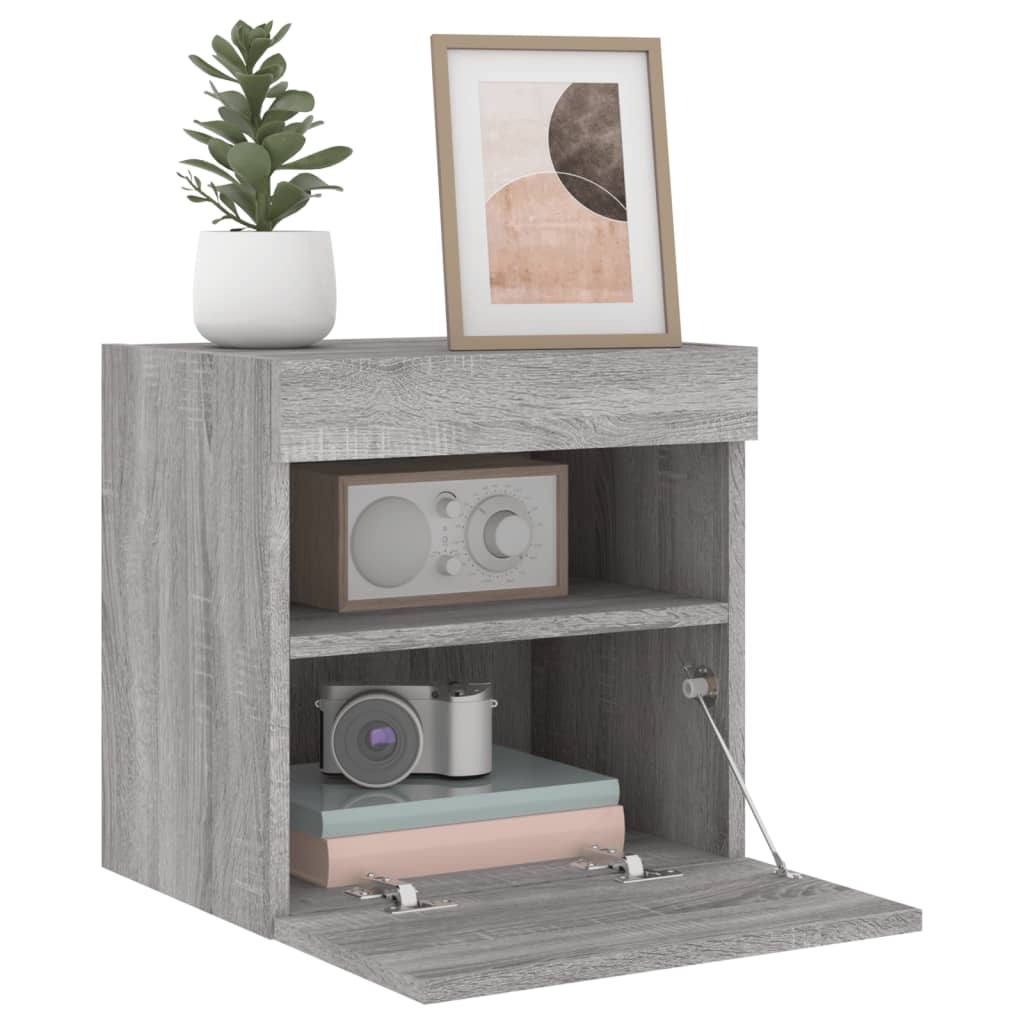 TV-Møbel Sonoma Grå Tv-benker med LED-lys 2 stk 40x30x40 cm