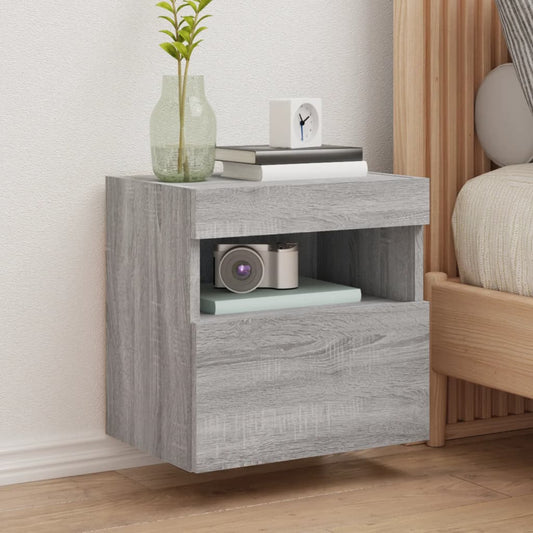 TV-Møbel Sonoma Grå Tv-benker med LED-lys 2 stk 40x30x40 cm