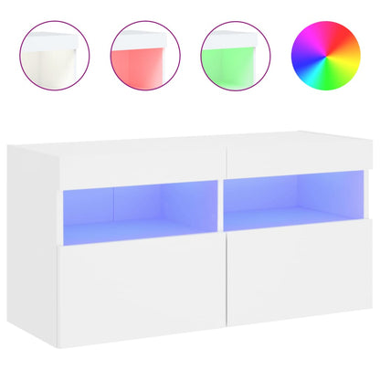 TV-Møbel Hvit Tv-benk med LED 80x30x40 cm