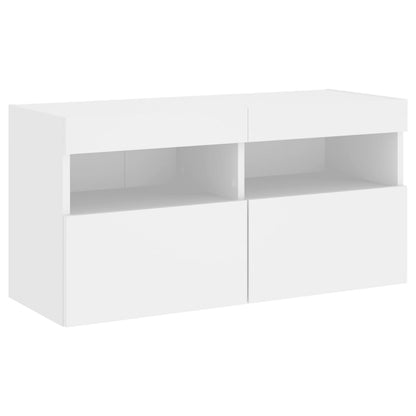 TV-Møbel Hvit Tv-benk med LED 80x30x40 cm