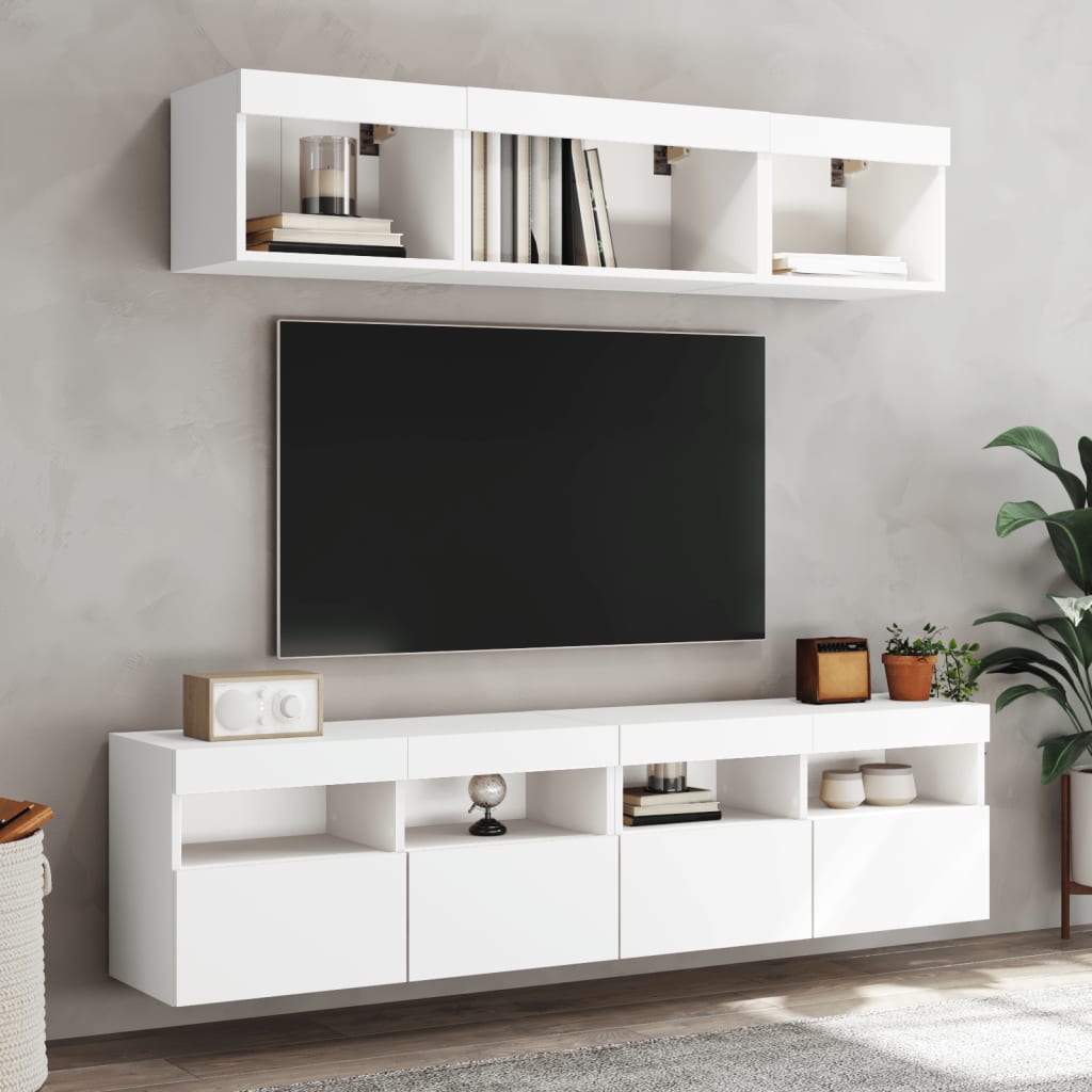 TV-Møbel Hvit Tv-benk med LED 80x30x40 cm