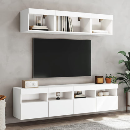 TV-Møbel Hvit Tv-benk med LED 80x30x40 cm