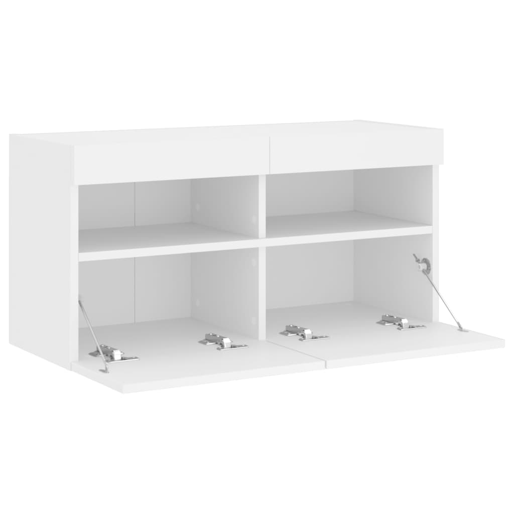 TV-Møbel Hvit Tv-benk med LED 80x30x40 cm