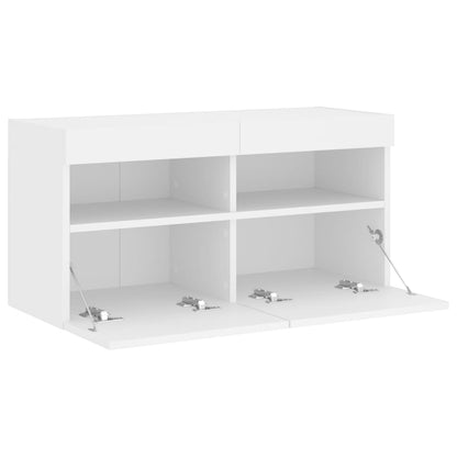 TV-Møbel Hvit Tv-benk med LED 80x30x40 cm