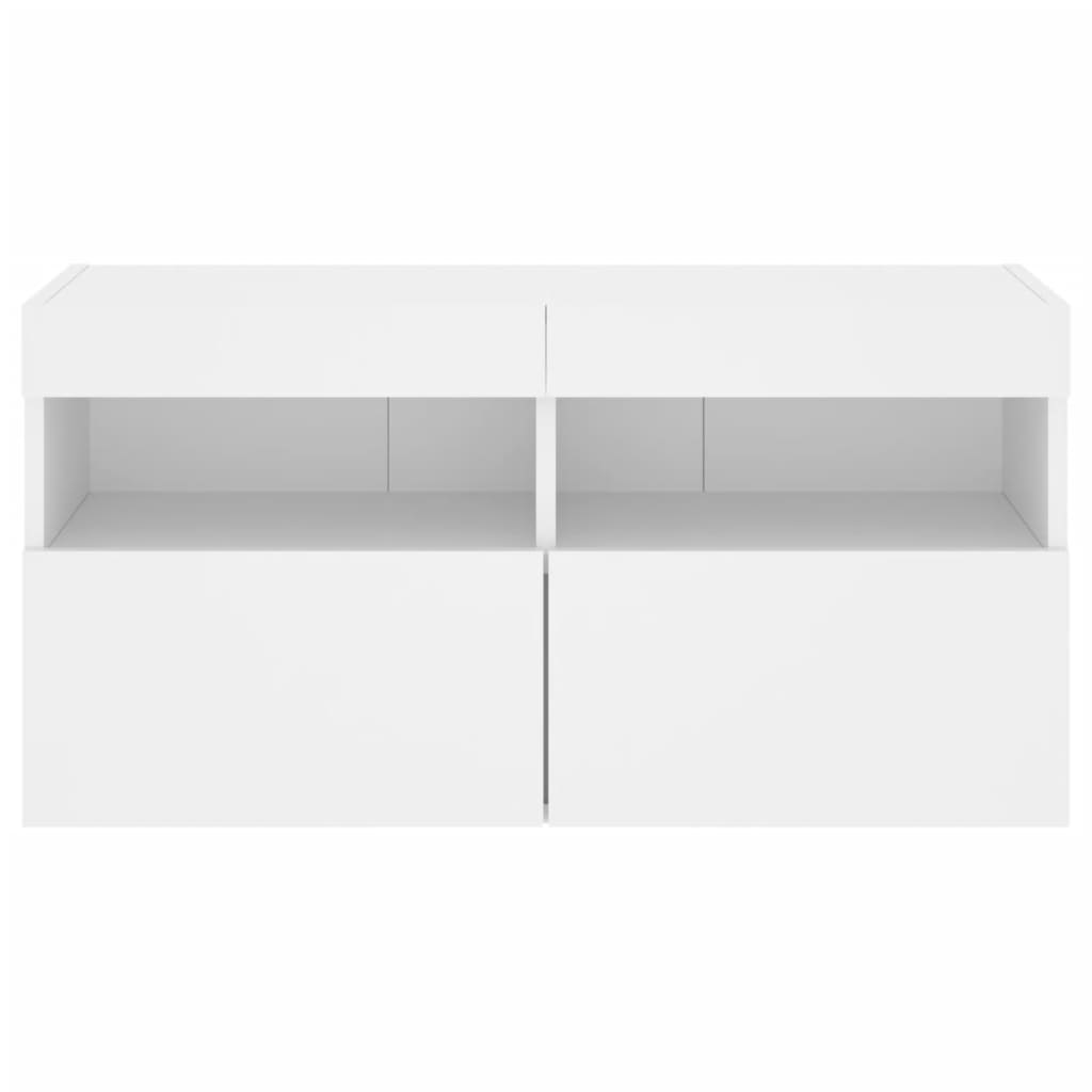 TV-Møbel Hvit Tv-benk med LED 80x30x40 cm