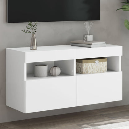 TV-Møbel Hvit Tv-benk med LED 80x30x40 cm