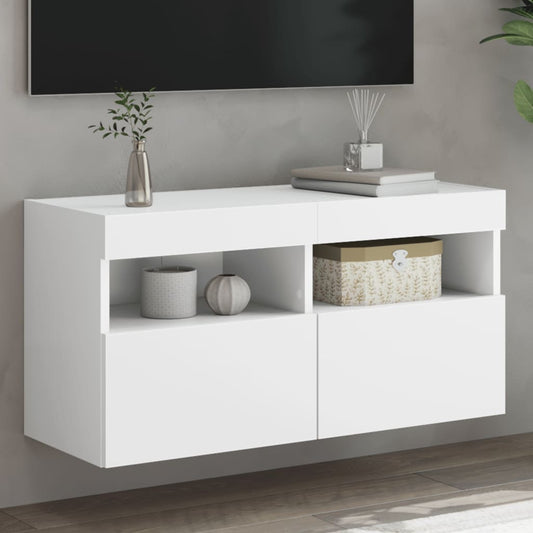TV-Møbel Hvit Tv-benk med LED 80x30x40 cm
