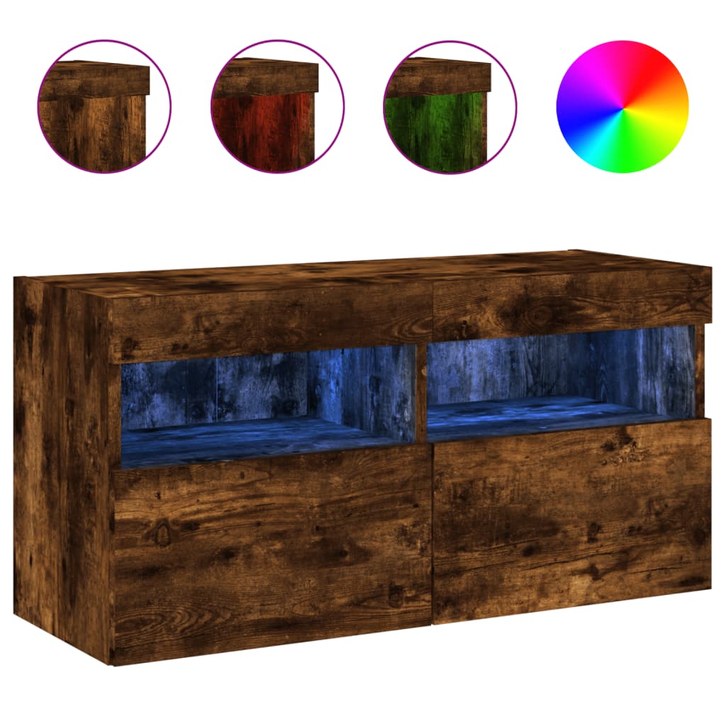 TV-Møbel Røyk Eik Tv-benk med LED 80x30x40 cm