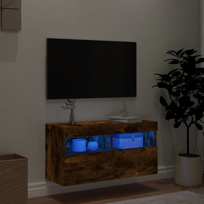 TV-Møbel Røyk Eik Tv-benk med LED 80x30x40 cm