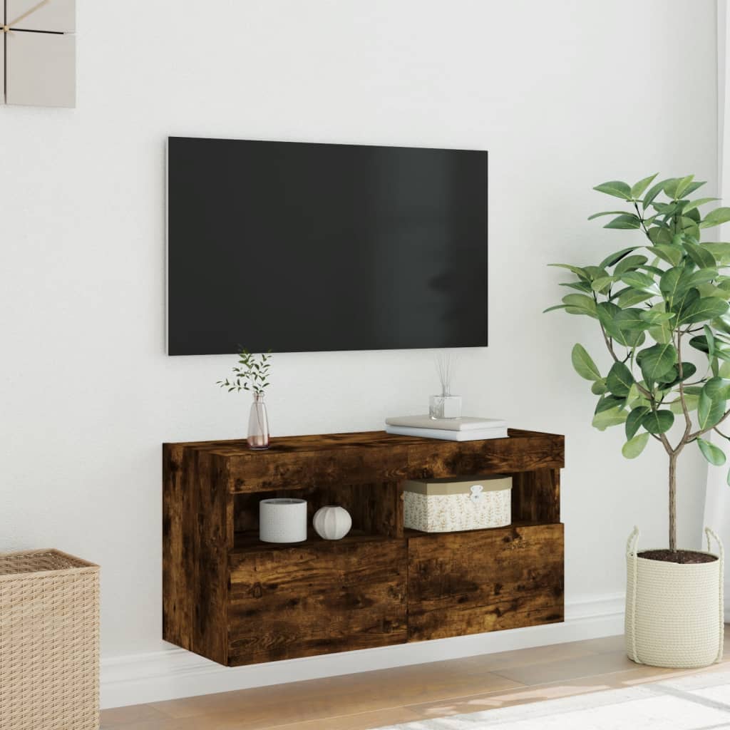 TV-Møbel Røyk Eik Tv-benk med LED 80x30x40 cm