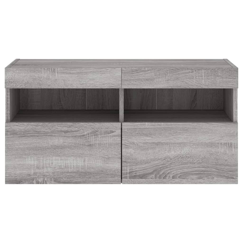 TV-Møbel Sonoma Grå Tv-benk med LED 80x30x40 cm