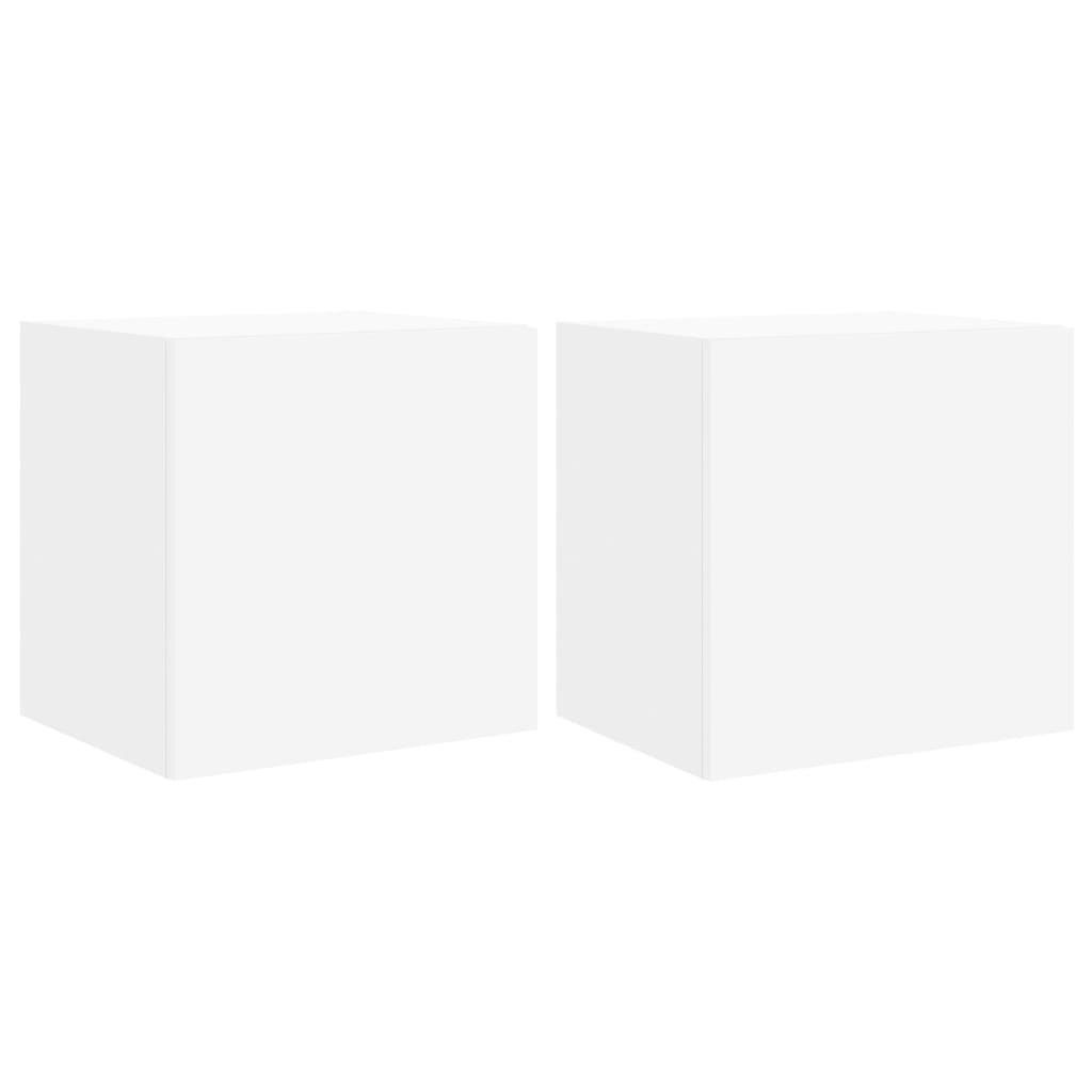 TV-Møbel Hvit Tv-benker med LED 2 stk 40,5x35x40 cm