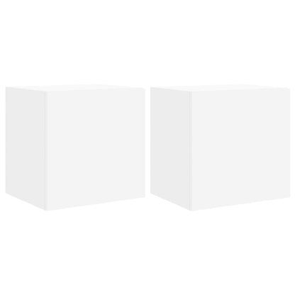 TV-Møbel Hvit Tv-benker med LED 2 stk 40,5x35x40 cm