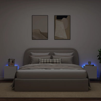 TV-Møbel Hvit Tv-benker med LED 2 stk 40,5x35x40 cm