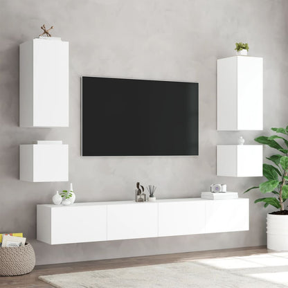 TV-Møbel Hvit Tv-benker med LED 2 stk 40,5x35x40 cm