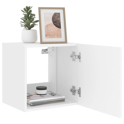TV-Møbel Hvit Tv-benker med LED 2 stk 40,5x35x40 cm