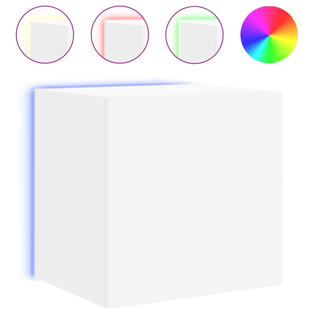 TV-Møbel Hvit Tv-benker med LED 2 stk 40,5x35x40 cm