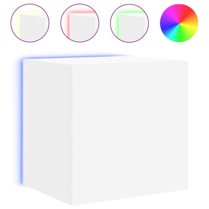 TV-Møbel Hvit Tv-benker med LED 2 stk 40,5x35x40 cm