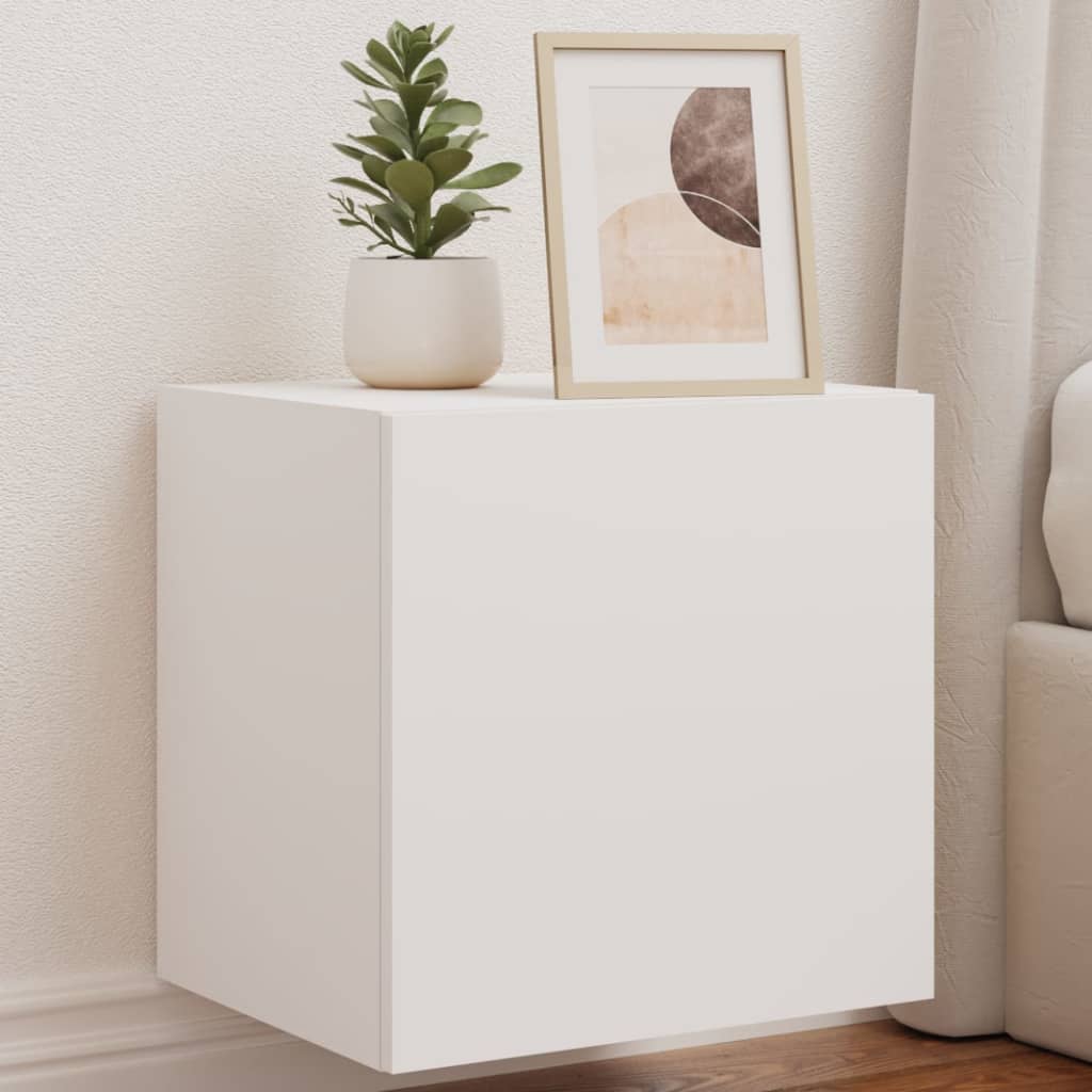 TV-Møbel Hvit Tv-benker med LED 2 stk 40,5x35x40 cm