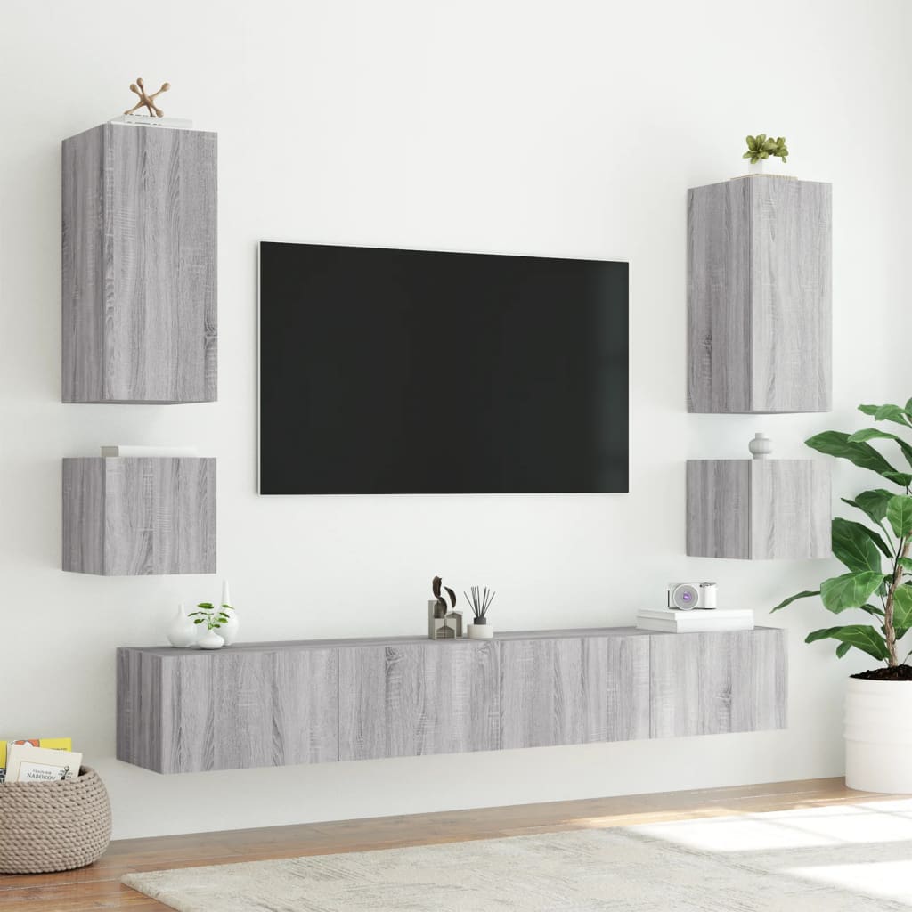 TV-Møbel Sonoma Grå Tv-benker med LED 2 stk 40,5x35x40 cm